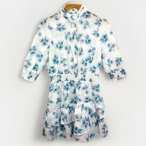 The Shirt Rochelle Behrens Tuckernuck Mini Dress M Flutter Tiered Smocked Ruffle